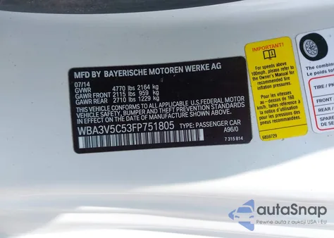 2015 BMW 428I from USA, damaged, VIN WBA3V5C53FP751805